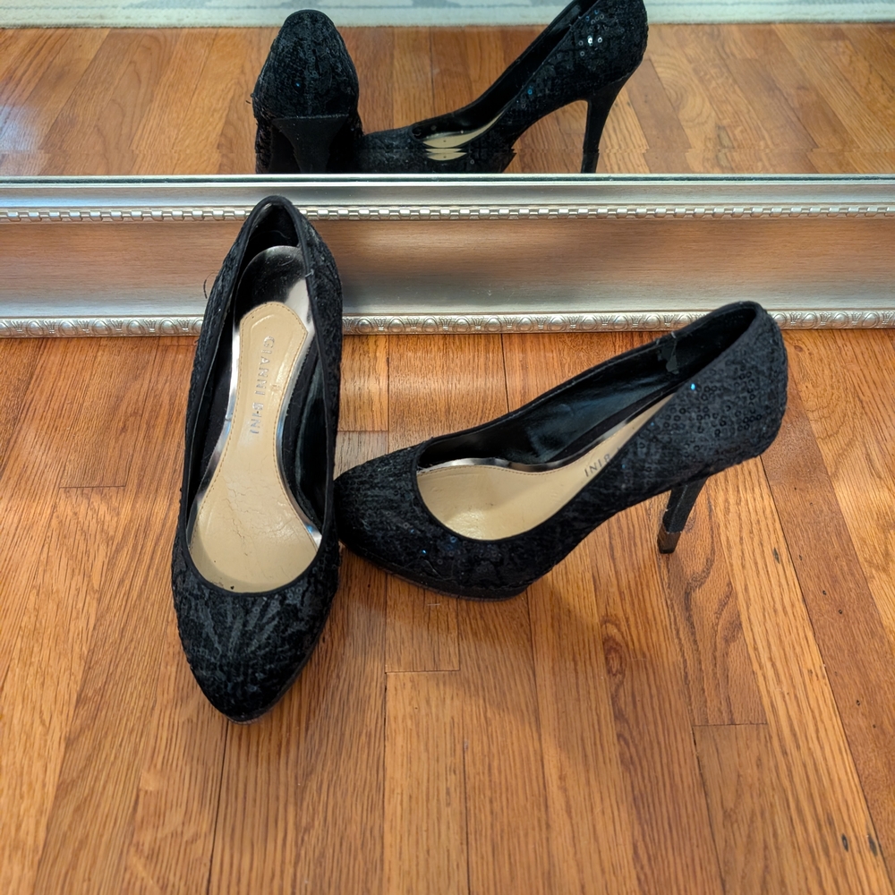 Gianni Bini Black Sequin Pointed-Toe Stiletto Pumps